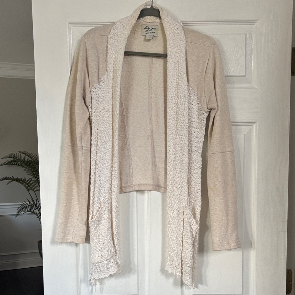 Lucky Brand Cream Open-Front Cardigan